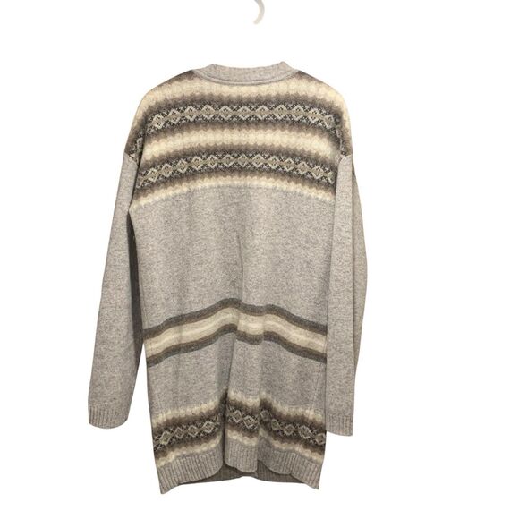 Gap Womens Fair Isle Lambswool Blend Long Sleeve Sweater Cardigan L Boho Pockets - Picture 6 of 7
